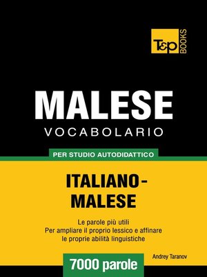 cover image of Vocabolario Italiano-Malese per studio autodidattico